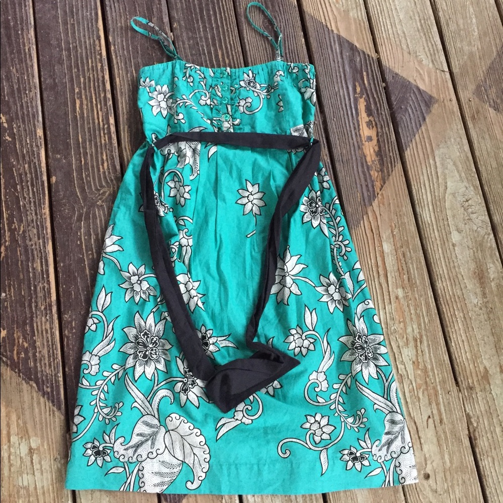 Gado Gado spaghetti strap a-line print sash dress